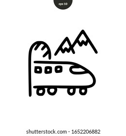 Transportation train hand drawn cartoon sketch icon vector illustration, marker style. 