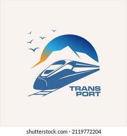 Diseño del logotipo del tren de transporte vector de transporte rápido