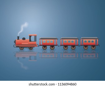 Transportation train on the blue background,paper craft style  vector and illustration