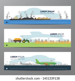 Transportation and transport concept. Set of the vector banners.