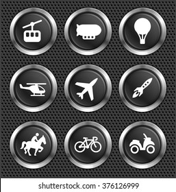 Transportation Travel and Exploration on Black Round Buttons