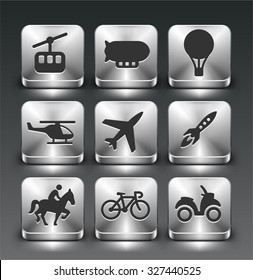 Transportation Travel and Exploration on Silver Square Buttons