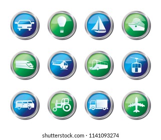 Transportation and travel icons over colored background - vector icon set