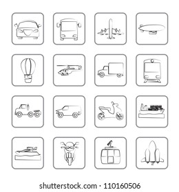 Transportation and travel icons - vector icon set