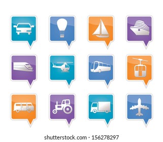 Transportation and travel icons - vector icon set