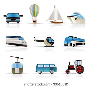 Transportation and travel icons - vector icon set