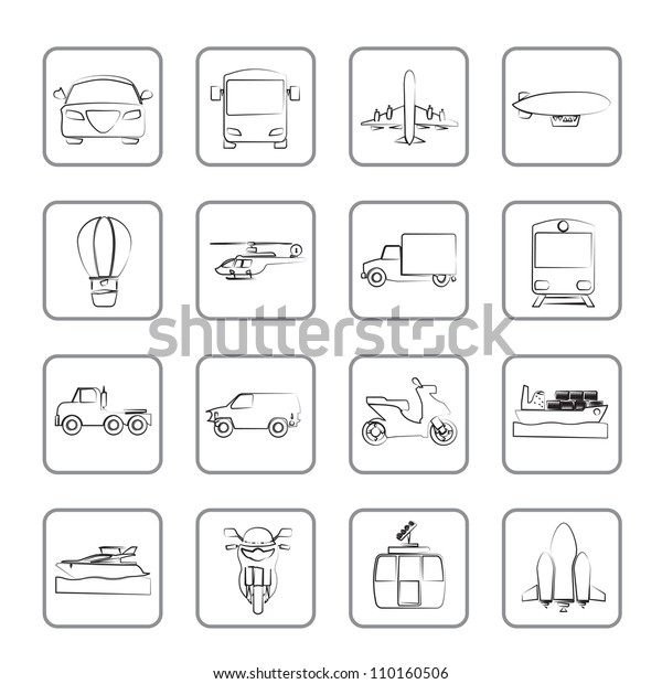 Transportation and
travel icons - vector icon
set