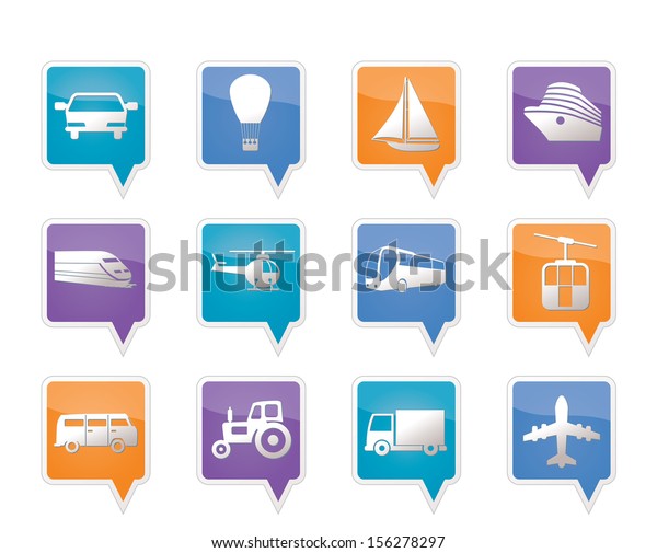 Transportation and\
travel icons - vector icon\
set