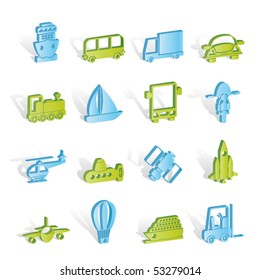 Transportation, travel and shipment icons - vector icon set