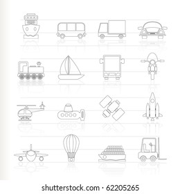 Transportation, travel and shipment icons - vector icon set