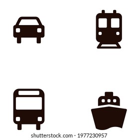 transportation travel silhouette icon set