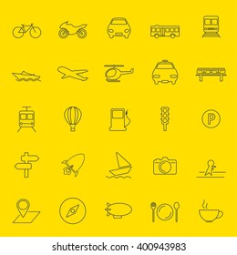 transportation and travel thin line icons