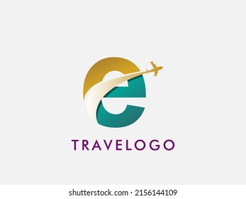 transportation and traveling agency vector logo design with letter E, logo that usable for ticketing.transportation. vacation agency