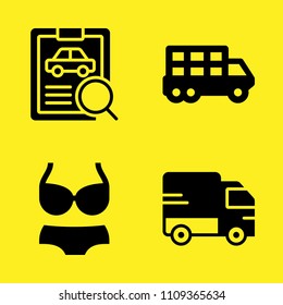 transportation truck, car repair, bikini and truck vector icon set. Sample icons set for web and graphic design
