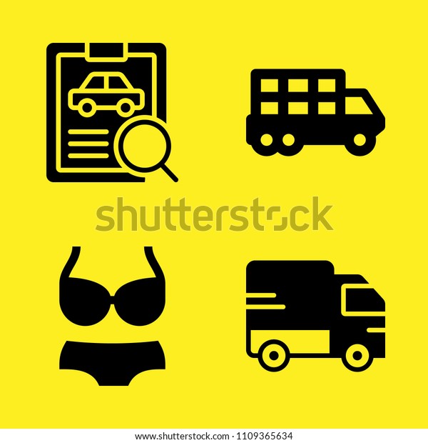 transportation truck, car
repair, bikini and truck vector icon set. Sample icons set for web
and graphic
design