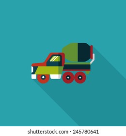 Transportation truck flat icon with long shadow,eps10