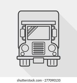 Transportation truck flat icon with long shadow, line icon