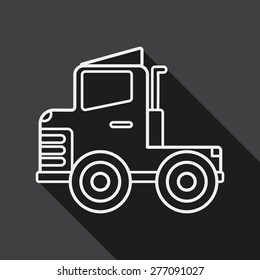Transportation truck flat icon with long shadow, line icon