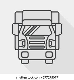 Transportation truck flat icon with long shadow, line icon