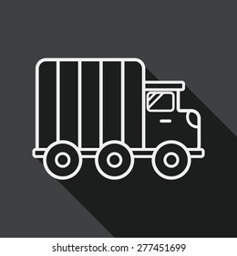 Transportation truck flat icon with long shadow, line icon