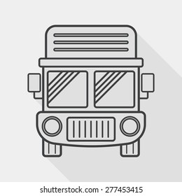 Transportation truck flat icon with long shadow, line icon