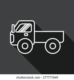 Transportation truck flat icon with long shadow, line icon