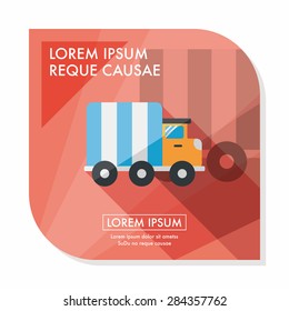 Transportation truck flat icon with long shadow,eps10