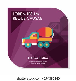 Transportation truck flat icon with long shadow,eps10