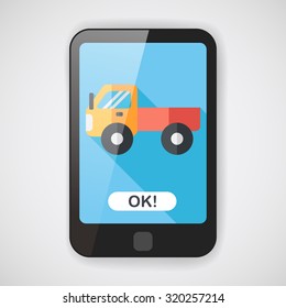 Transportation truck flat icon with long shadow,eps10