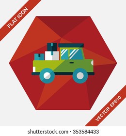 Transportation truck flat icon with long shadow,eps10