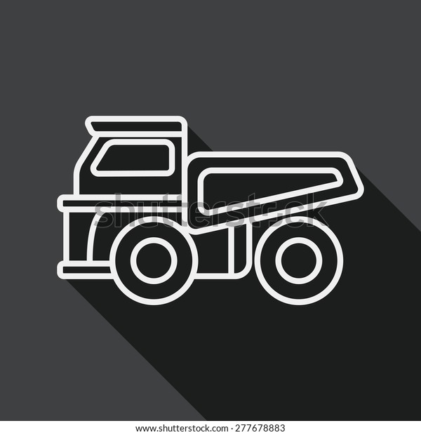 Transportation truck flat icon with long shadow,
line icon