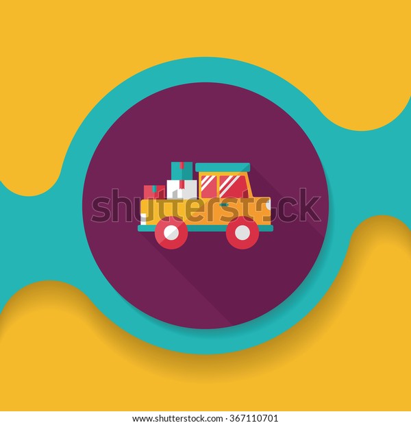 Transportation\
truck flat icon with long\
shadow,eps10