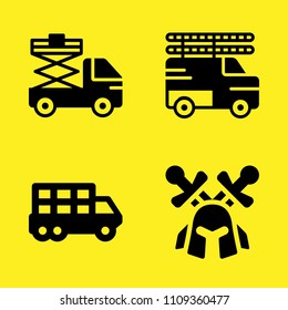 transportation truck, truck, lifter and helmet vector icon set. Sample icons set for web and graphic design