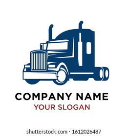 
Transportation Truck Logo Design template/ Otomotif Logo Design, American style truck on freeway pulling load. Transportation theme. Road cars theme.