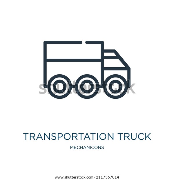 transportation\
truck thin line icon. transportation, delivery linear icons from\
mechanicons concept isolated outline sign. Vector illustration\
symbol element for web design and\
apps.