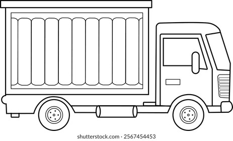 transportation trucks vectors illustrations color page for children. Adobe Illustrator - AI file is also available which includes individual layer for each part of the truck along with proper naming