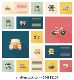 Transportation ui flat design background set, eps10