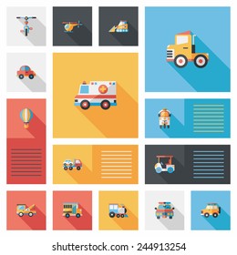 Transportation ui flat design background set, eps10