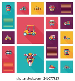 Transportation ui flat design background set, eps10