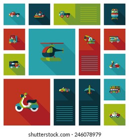 Transportation ui flat design background set, eps10