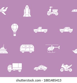 Transportation - Vector background (seamless pattern) of silhouettes train, car, ship, bicycle, bus, airplane and etc. for graphic design