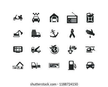 Transportation vector icon set. Contains such Icons as Car, Delivery, Wheel and more. Editable.