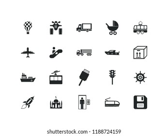 Transportation vector icon set. Contains such Icons as Car, Delivery, Wheel and more. Editable.