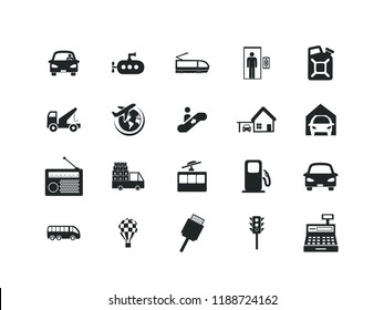 Transportation vector icon set. Contains such Icons as Car, Delivery, Wheel and more. Editable.