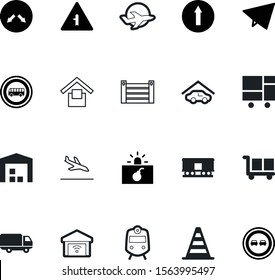 transportation vector icon set such as: signal, art, destination, scanner, modern, alert, parcel, obstacle, group, van, international, man, crossroads, repair, success, estate, global, moving