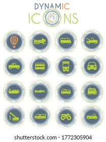 Transportation vector icons on white background with dynamic lines for animation for web and user interface design