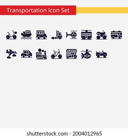 Transportation vector icons Set. Design with elements for Airplane, Public bus, Train, Ship-Ferry and auto signs. Shipping delivery symbol. Air mail delivery sign. Vector elements, ready to use. EPS10
