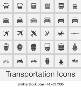 Transportation vector icons set, modern solid symbol collection, pictogram pack isolated on white, logo illustration