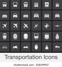 Transportation vector icons set, modern solid symbol collection, pictogram pack isolated on white, logo illustration