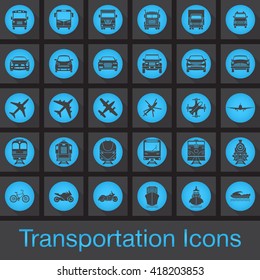 Transportation vector icons set, modern solid symbol collection, pictogram pack isolated on white, logo illustration